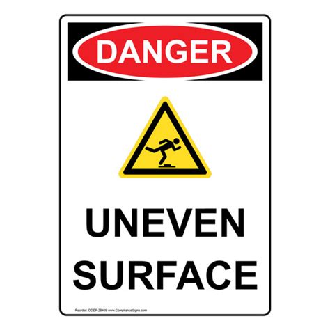 Vertical Uneven Surface Sign OSHA DANGER