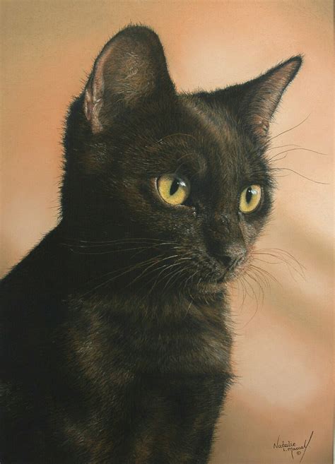 Mina A Pastel Drawing Of A Black Cat By Natalie Mascall