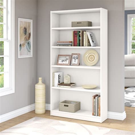 Universal 5 Shelf Bookcase In Pure White Engineered Wood Wl12417 03