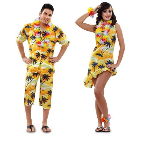 Pareja Hawaianos Amarillos Hawaiian Party En 2019 Vestidos Hawaianos Para Fiesta Vestidos