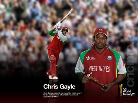 Chris Gayle With The Player Of The Match Trophy