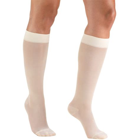 truform women s stockings knee high sheer 15 20 mmhg ivory large