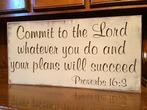 Custom Carved Wooden Sign Commit To The Lord Whatever You Do And Your