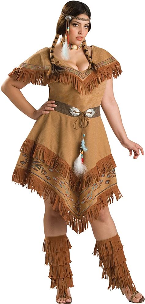 Plus Size Native American Costume Indian Brown Dress Womens Theatrical