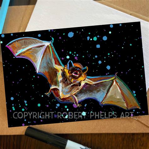 Bat Art Creepy Cute Gothic Bat Mini Print Unframed 4x6 Psychedelic