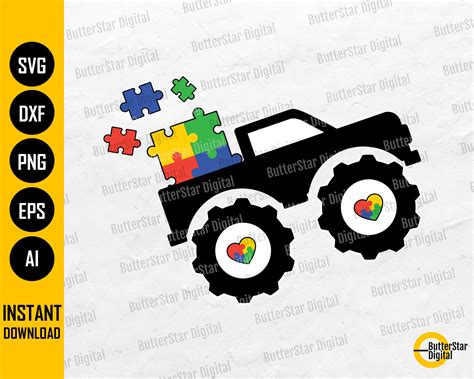 Autism Monster Truck SVG Autism Truck SVG Autism Awareness Etsy Clip Art Svg Monster Trucks