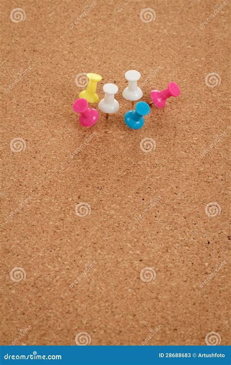 Cork Board With Color Pins Stock Image Image Of Organize 28688683