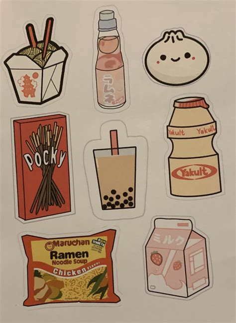 Asian Food Sticker Pack Etsy Scrapbook Stickers Printable Homemade