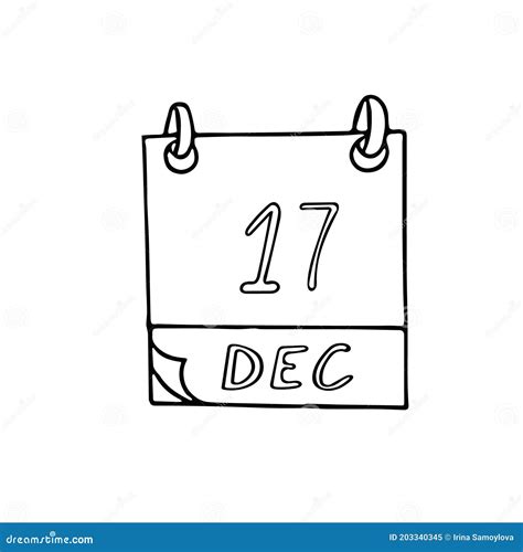 Calendar Hand Drawn In Doodle Style December 17 International Day To