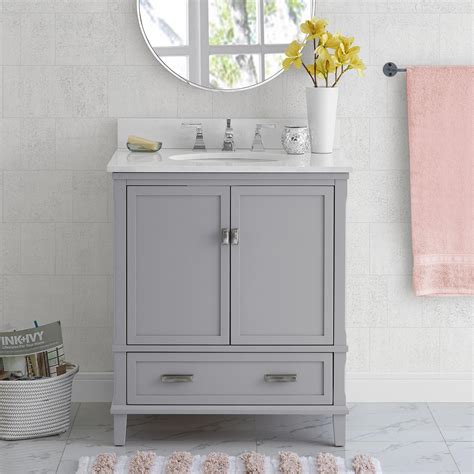 Our bathroom furniture features solid wood cabinetry. Dorel Living Otum 30 Inch Bathroom Vanity with Sink, Gray ...