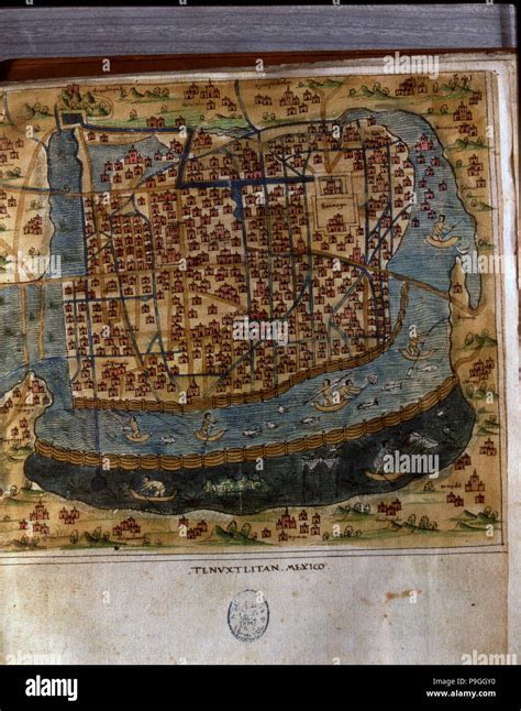 Map Of Tenochtitlan Mexico 1560 In The Work General Islands Of The