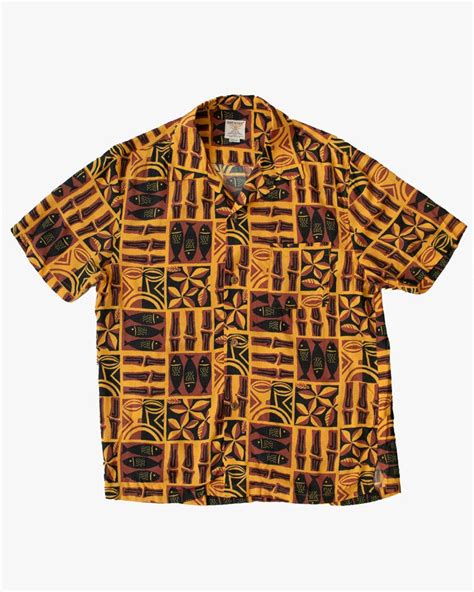 Japanese Repro Shirt Short Sleeve Houston Brand Orange With Pattern