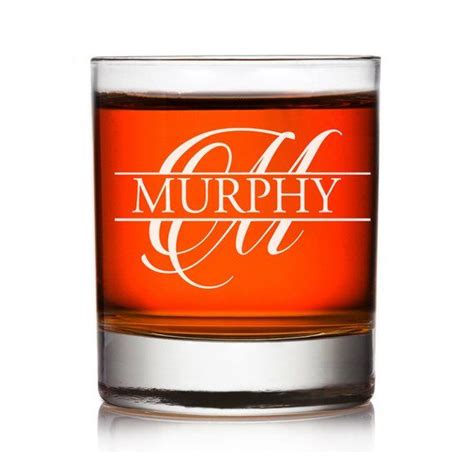 Personalized Split Monogram Whiskey Glass Engraved Monogram Etsy Monogram Whiskey Glass