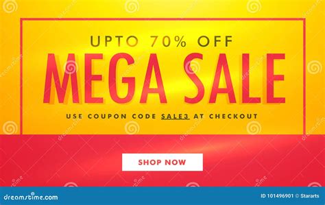 Mega Sale Banner Template Design In Yellow And Red Color Stock Vector
