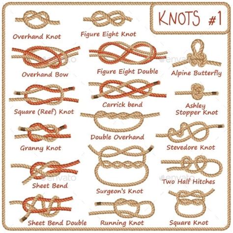 Set Of Rope Knots Hitches Bows And Bends By Annzabella Graphicriver