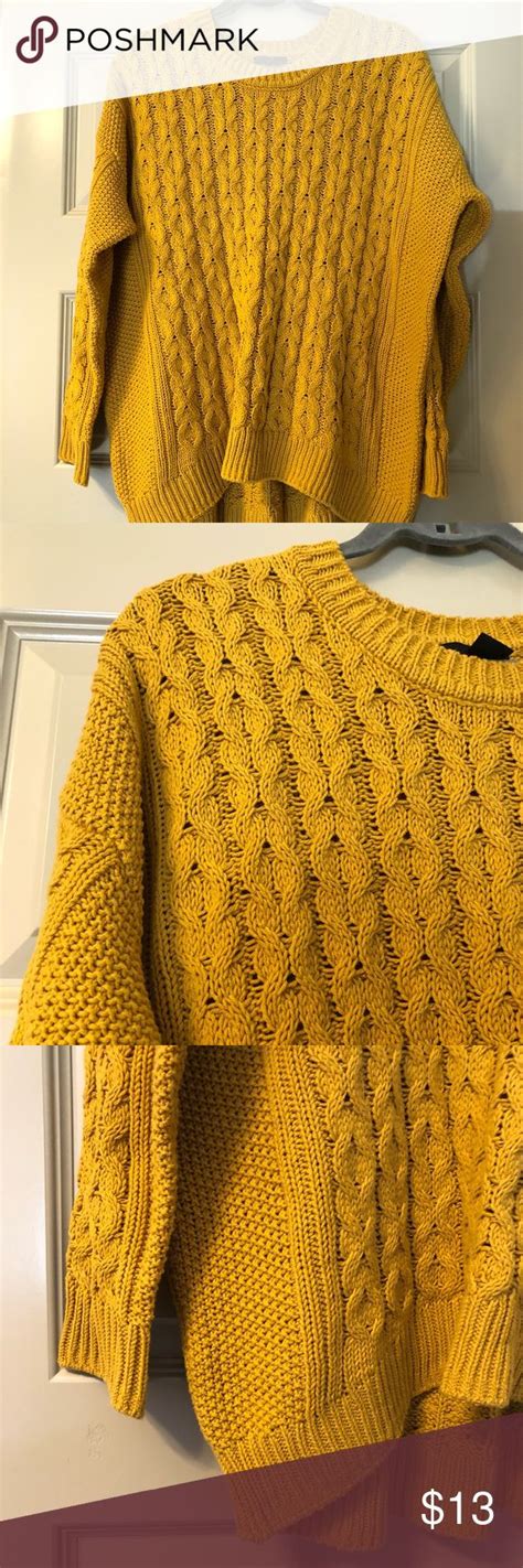 Handm Mustard Oversized Yellow Cable Knit Sweater Yellow Cable Knit