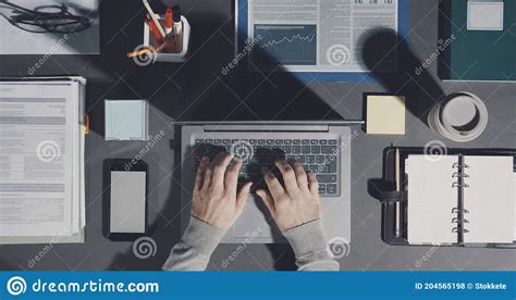 Corporate Businessman Working On A Tidy Desktop Stock Photo Image Of