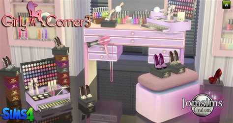 Sims 4 Ccs The Best Girly Corner Vanity And Clutter By Jomsims