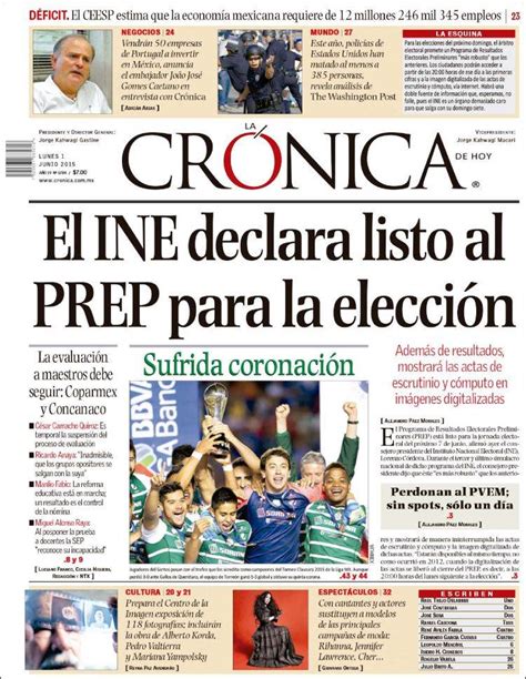 Periódico La Crónica De Hoy México Periódicos De México Edición De