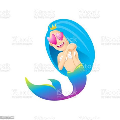 Mermaid Cartoon Character Cute Isolated On White Background Beautiful Mermaid Cartoon Characters