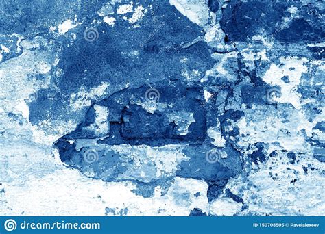 Old Grungy Brick Wall Texture In Navy Blue Tone Stock Image Image Of