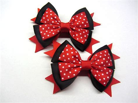 Red Minnie Bow Red Polka Dot Bows Minnie Mouse Bows Black Red Diy
