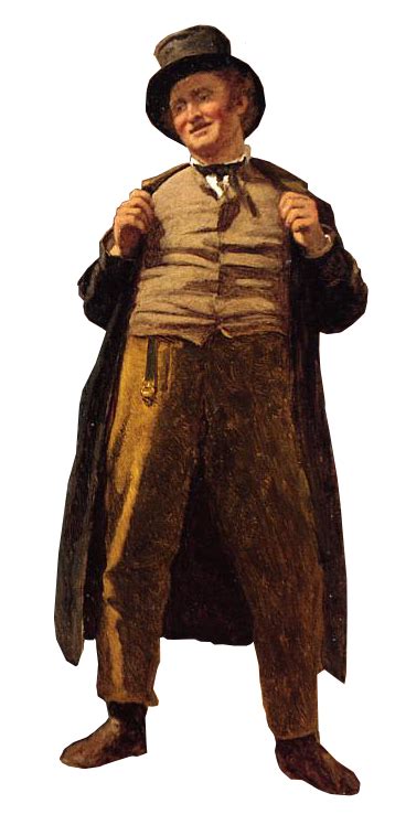 A Painting Of A Man In A Top Hat And Coat With His Hands On His Hips