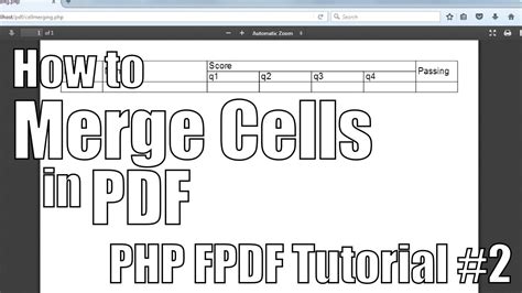 How To Merge Cells In Pdf Php Fpdf Tutorial 2 Youtube
