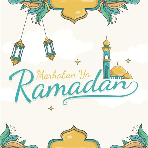 Hand Drawn Marhaban Ya Ramadan Lettering 2041175 Vector Art At Vecteezy