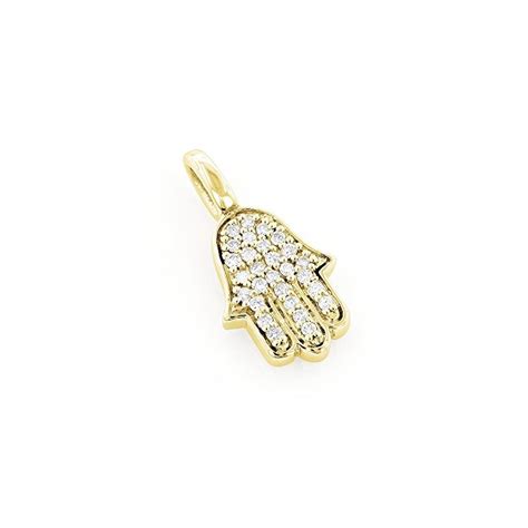 Luxurman Jewelry 14K Gold Natural 0 1 Ctw Diamond Hamsa Hand Pendant