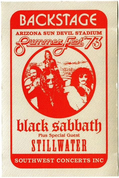 Black Sabbath 2000 Almost Famous Film Prop Pass Concert Tour Backstage