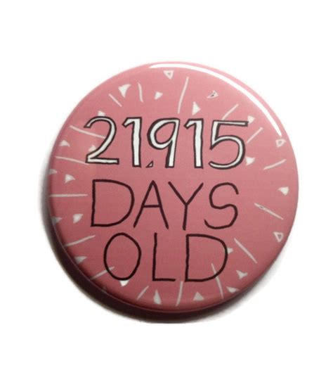 60th Birthday Pin Badge Sixty Years Old Party Pink Etsy