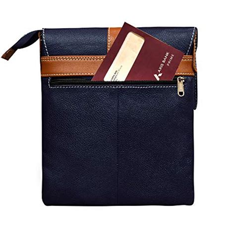 Abys Blue Genuine Leather Sling Bagmessenger Bag For Men And Women