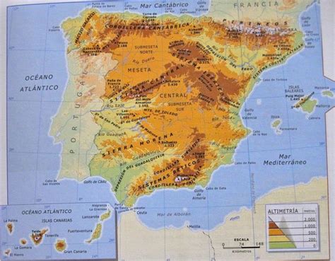 Mapa Geografico De España Representación De Cordillera Mesetas