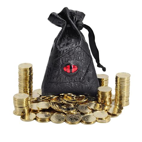 buy dnd fantasy coins 50 antique gold metal treasure tokens with leather pouch gaming loot