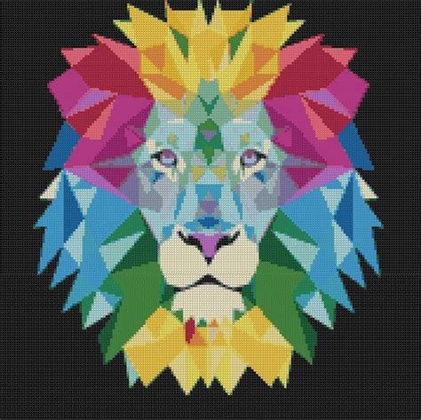 Geometric Lion Cross Stitch Pattern Pdf Safari Animal Lion Etsy