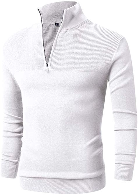 ltifone men sweater slim zipper polo sweater casual long sleeve and pullover with ribbing edge