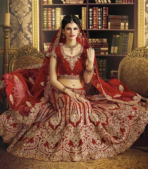 With A Full Length Blouse Perfect Bridal Lehenga Red Bridal