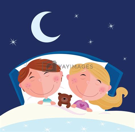 Siblings Boy And Girl Sleeping And Dreaming In Bed By Lordalea
