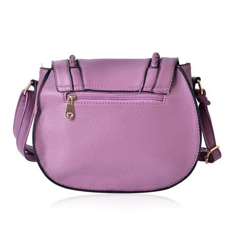 Purple Faux Leather Crossbody Bag With Tassel 105x35x9 In