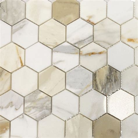 Calacatta Gold Marble 2 Inch Hexagon Mosaic Tile Polished Hexagonal