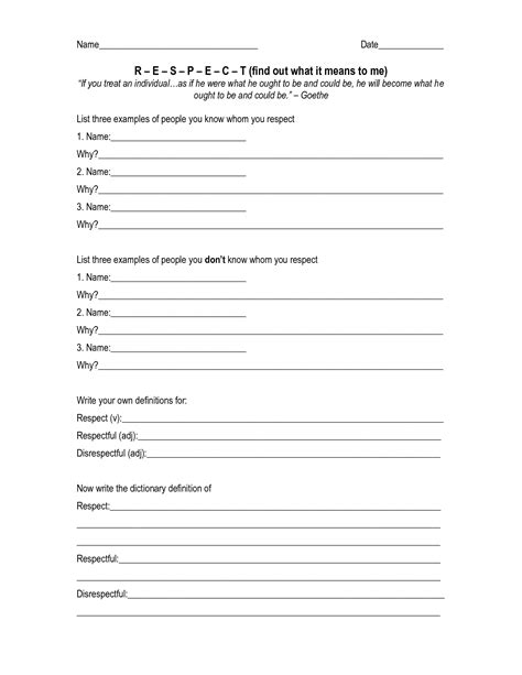 Values Respect Worksheet Printable Worksheets And Activities For