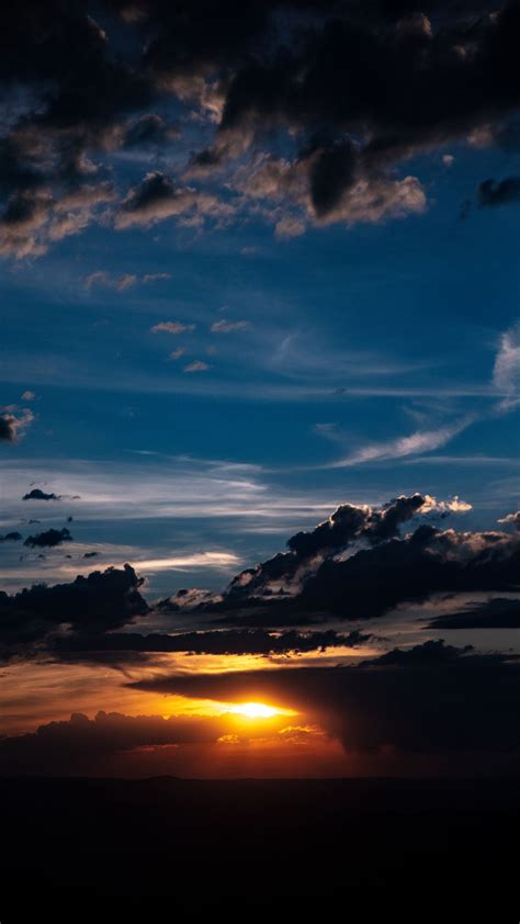 Download Wallpaper 1350x2400 Sunset Clouds Sun Twilight Dark Iphone