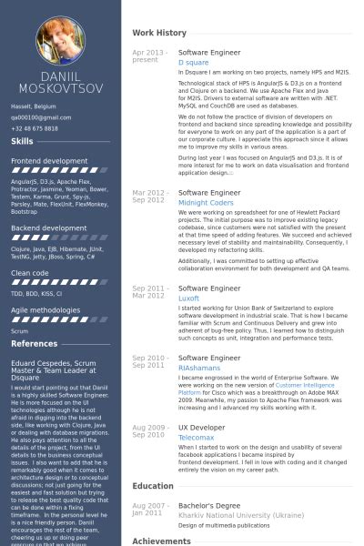 September 3, 2015 | by zachary vickers. 30 Best Developer (Software Engineer) Resume Templates ...