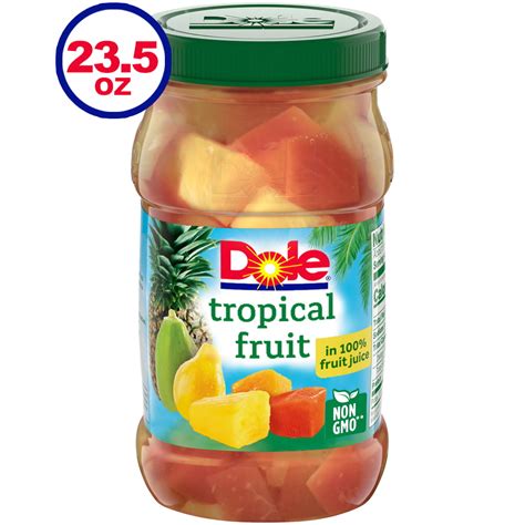 Dole Tropical Fruit In 100 Fruit Juice Jarred Pineapple And Papaya