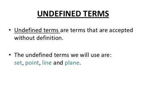 Which Is Precisely Defined Using The Undefined Terms Point And Plane