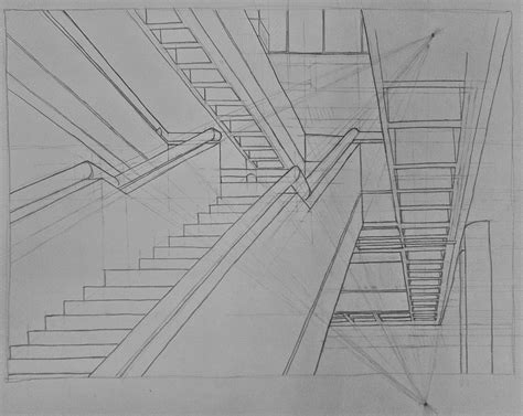 Perspective Drawing Point Perspective How To Draw Stairs