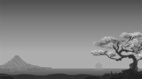 Japanese Digital Art Minimalism Simple Background Trees Nature