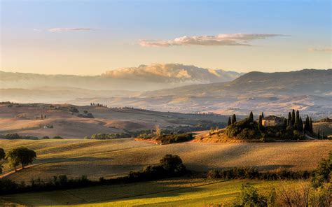 Wallpaper Tuscany Meadows Field Sunset Italy 3840x2160 Uhd 4k