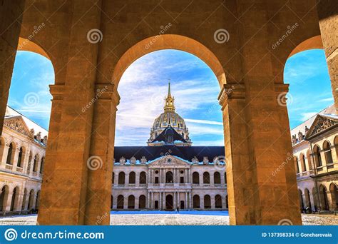 Main Courtyard Of Les Invalides Paris France Stock